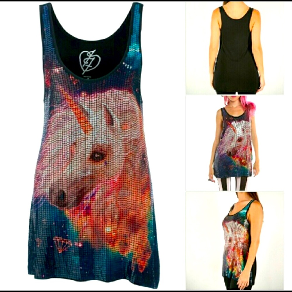 Iron Fist Sequin Unicorn Swing Tank size XL